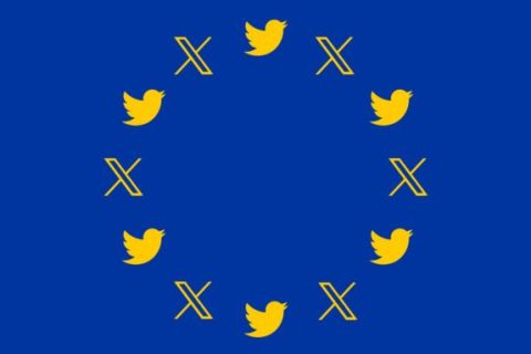 Le drapeau de l'Union européenne, à la sauce Twitter / X. // Source : Numerama Le drapeau de l'Union européenne, à la sauce Twitter / X. // Source : Numerama