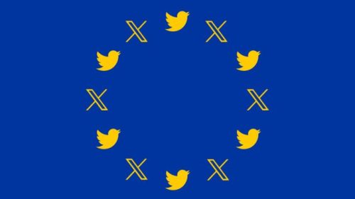 Le drapeau de l'Union européenne, à la sauce Twitter / X. // Source : Numerama