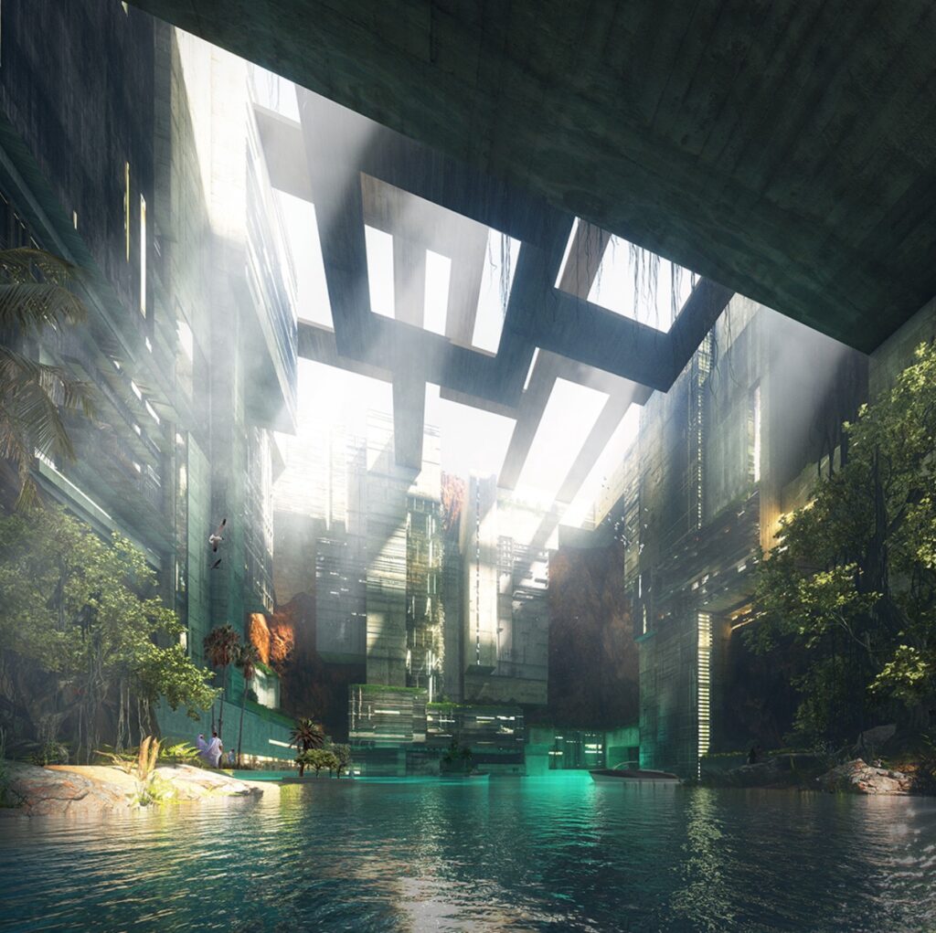 What the inner courtyard of Aquellum should look like // Source: Neom /