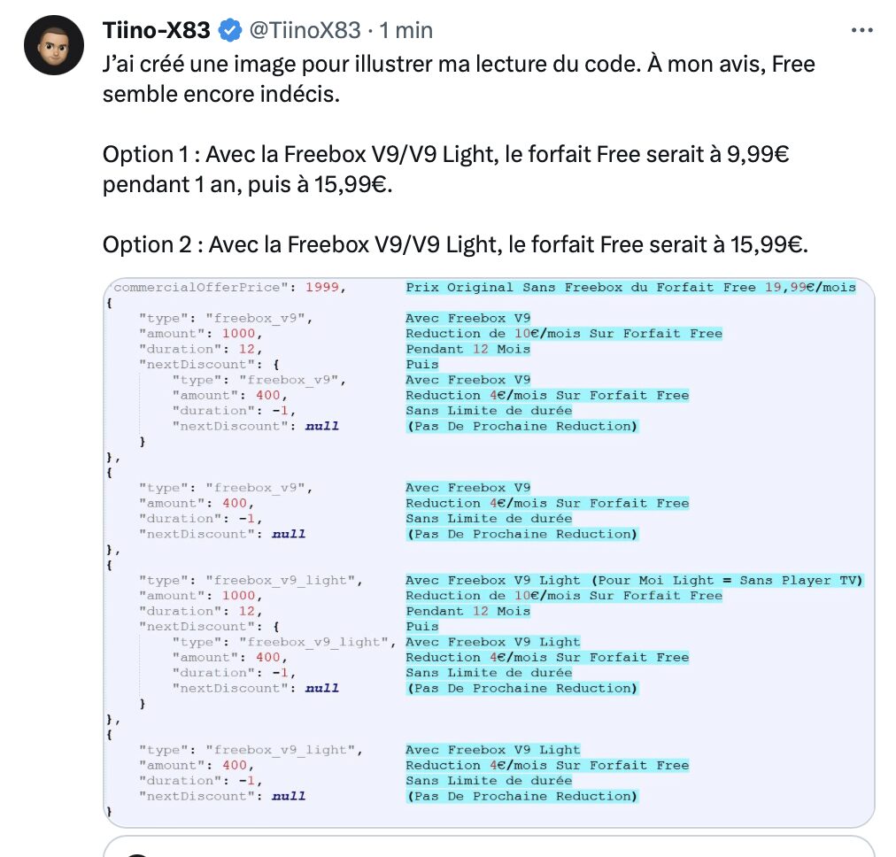 Tiino-X83, spécialisé dans l'actu de Free, analyse le code de Free Mobile.