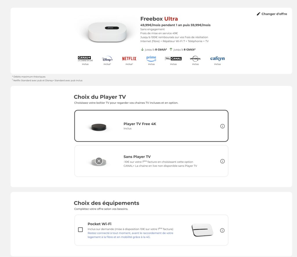 La page de souscription à la Freebox Ultra. La page de souscription à la Freebox Ultra.