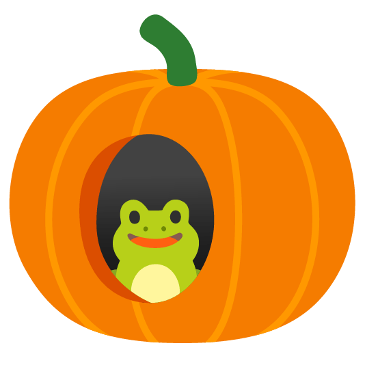 En combinant les émojis grenouille et citrouille d'Halloween, on obtient l'image la plus adorable jamais partagée sur cette newsletter (réalisé via l'outil Emoji Kitchen de Google).