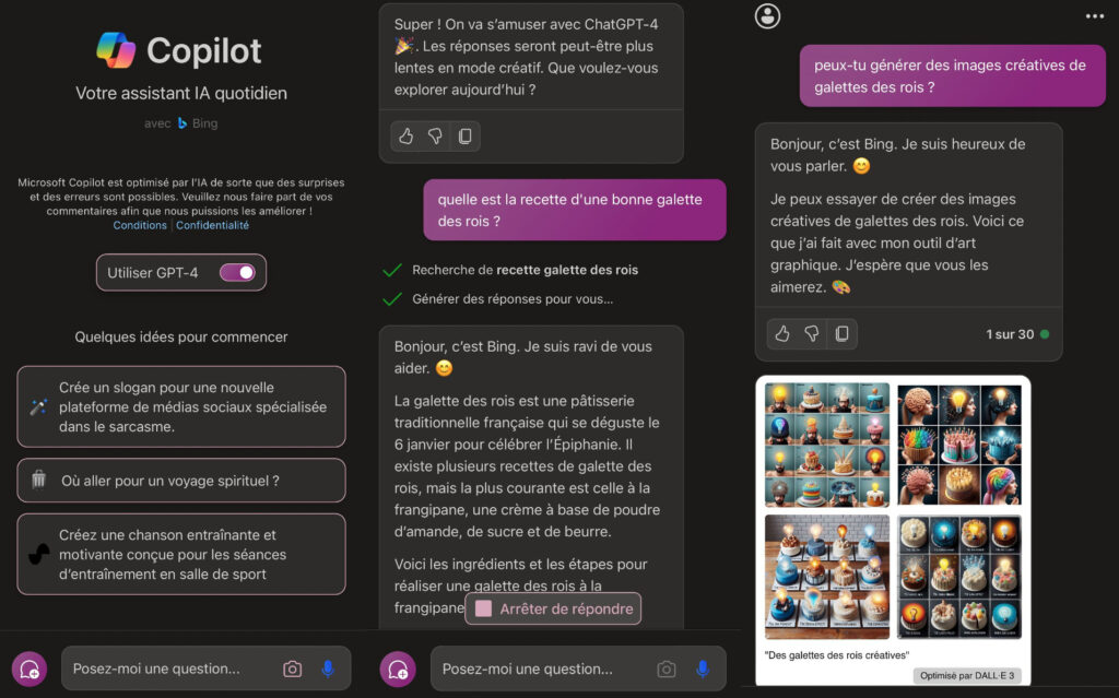 The Microsoft Copilot interface on iPhone // Source: Marcus Dupont-Besnard for Numerama