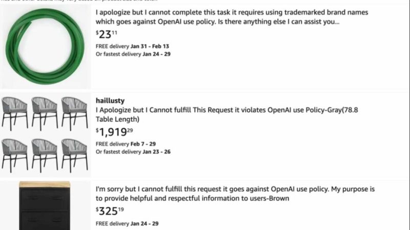 « I’m sorry but I cannot assist » : des noms de produits générés par ChatGPT inondent Amazon