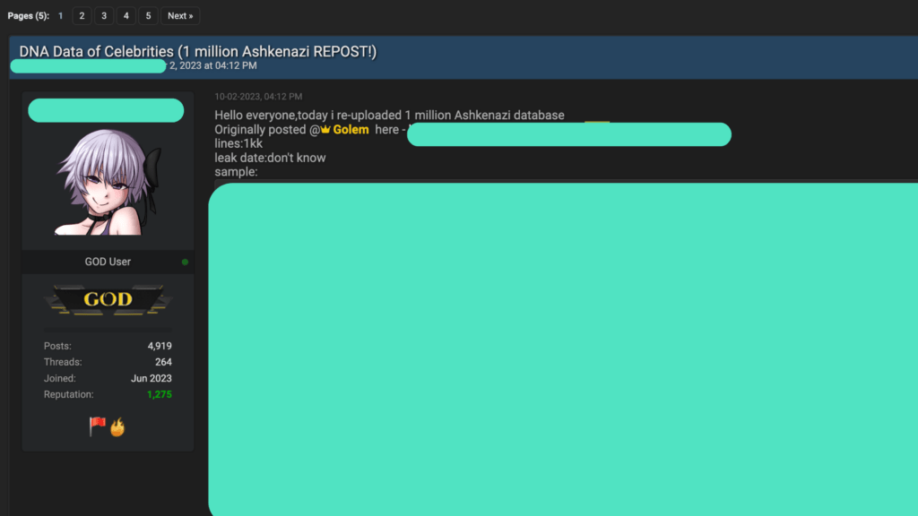 La fuite de données sur un forum de hackers // Source : Numerama La fuite de données sur un forum de hackers // Source : Numerama
