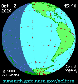 Parcours de l'éclipse du 2 octobre 2024. // Source : Wikimedia/CC/A.T. Sinclair