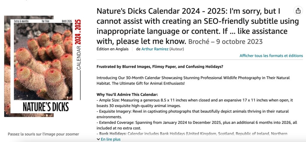 Truly the worst calendar in the world // Source: Numerama screenshot