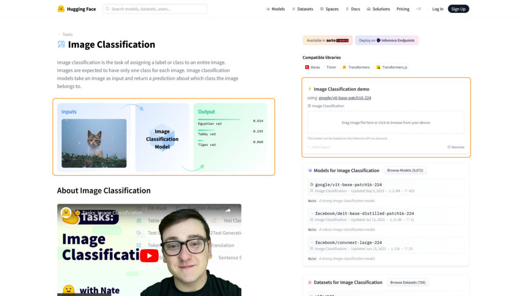 Hugging Face classification image