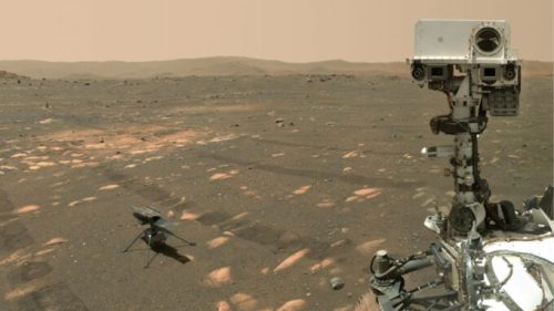 Ingenuity et Perseverance sur Mars. // Source : Via X @NASAPersevere (photo recadrée)