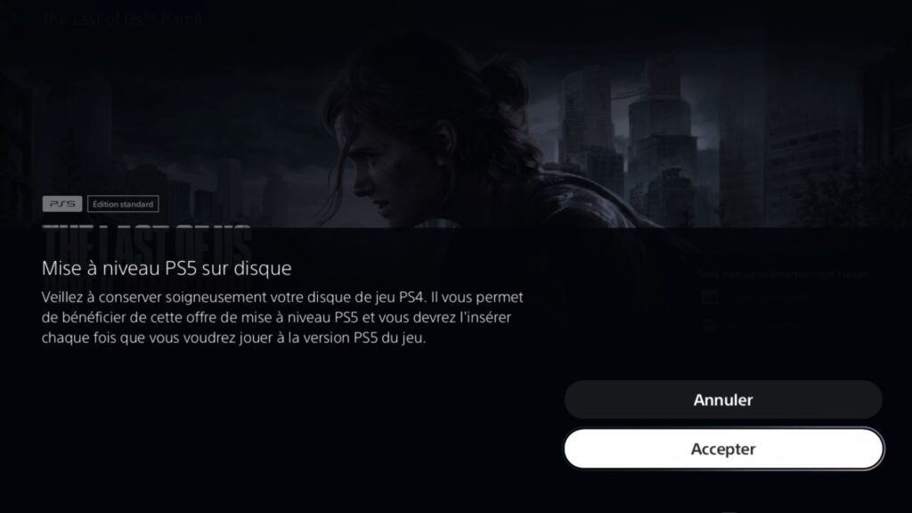 Veillez à conserver le disque de The Last of Us Part II après la mise à niveau à 10 €. // Source : Capture d'écran