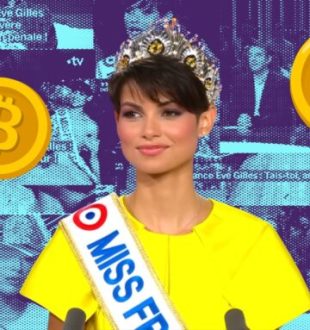 L'image d'Èves Gilles, Miss France 2024, est détournée pour promouvoir une arnaque crypto  // Source : Montage Numerama