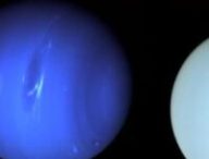 À gauche la couleur classique de Neptune. À droite, sa vraie couleur. // Source : Patrick Irwin/University of Oxford/NASA