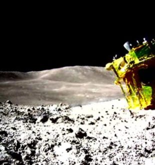 SLIM sur la Lune. // Source : Jaxa / Thomas Appéré (image recadrée)