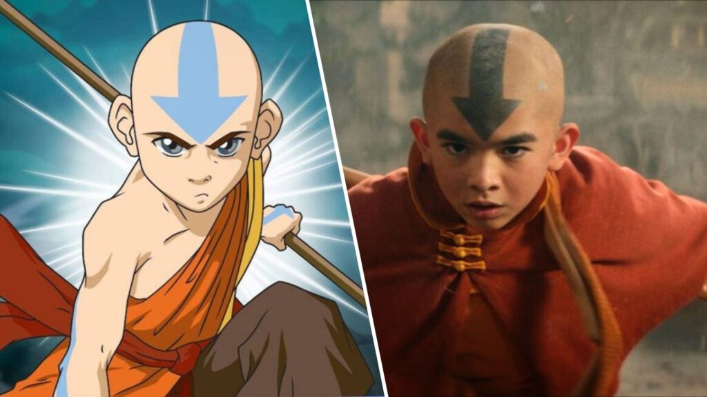 Aang dans l'animé / dans la série Netflix. // Source : Nickelodeon / Netflix