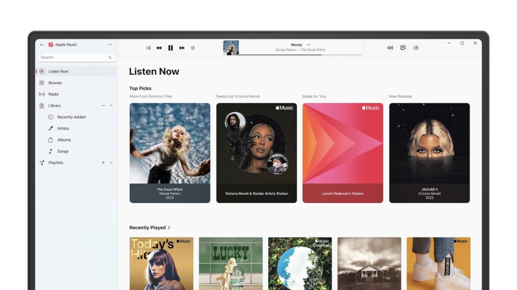 Apple Music sur Windows // Source : Microsoft