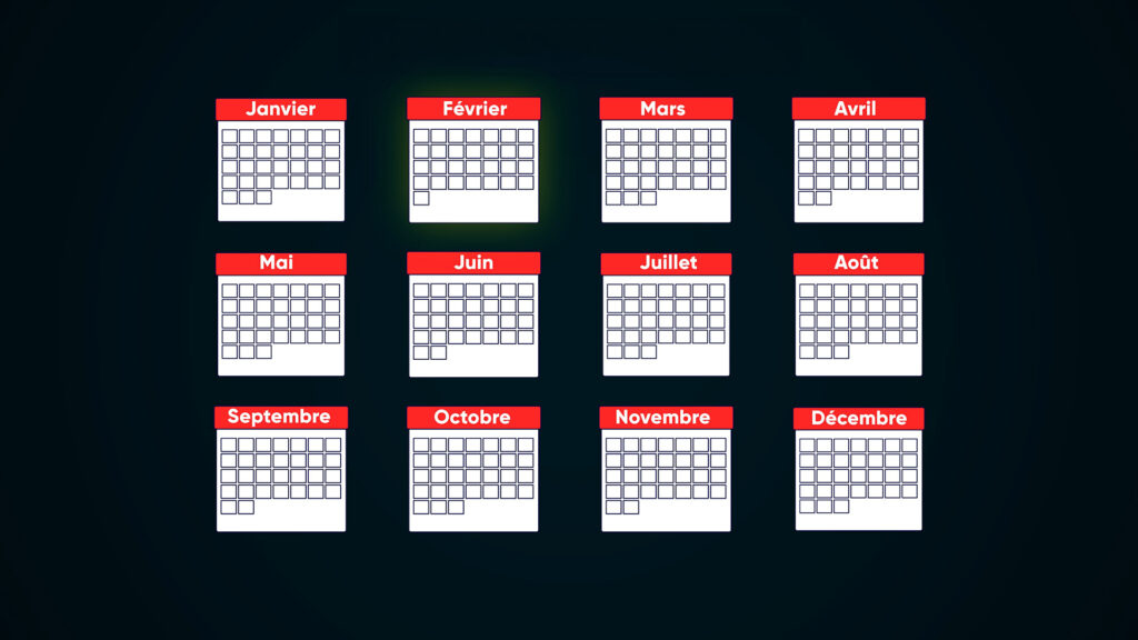 Le calendrier d'une année bissextile. // Source : Nino Barbey pour Numerama