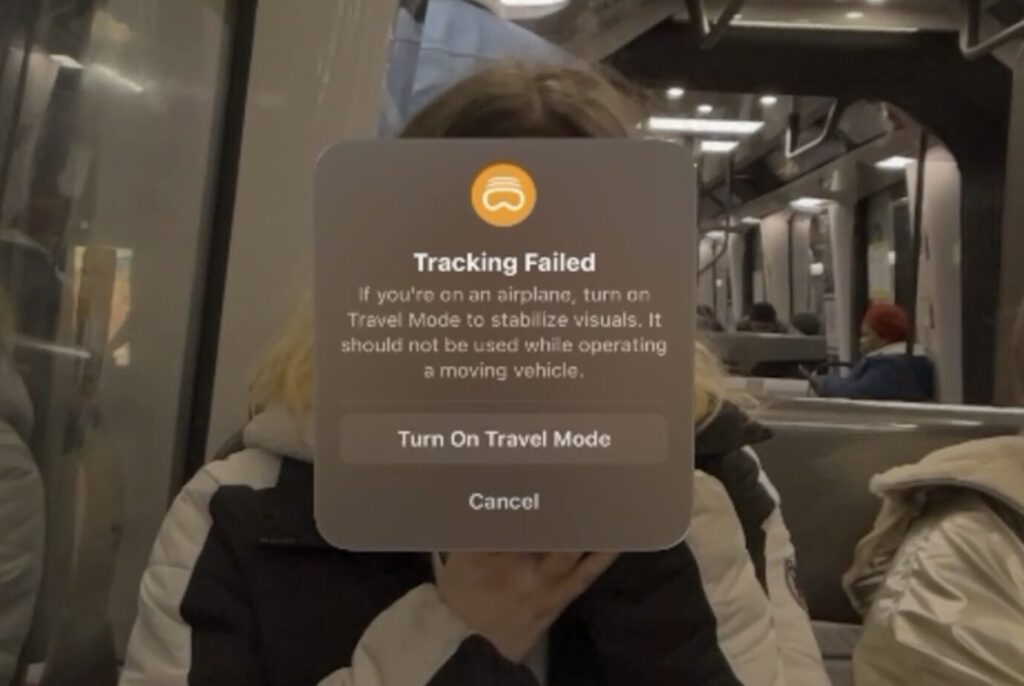 Dans un objet en déplacement, comme le métro ici, le Mode Travel est suggéré pour stabiliser les applications. Mais il ne permet pas de se déplacer.