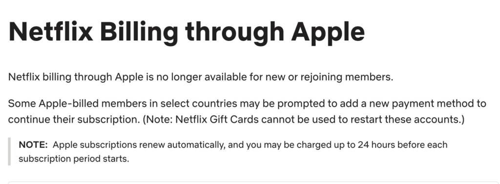 Le site d'assistance de Netflix mentionne le changement, en indiquant que seuls quelques pays sont concernés.