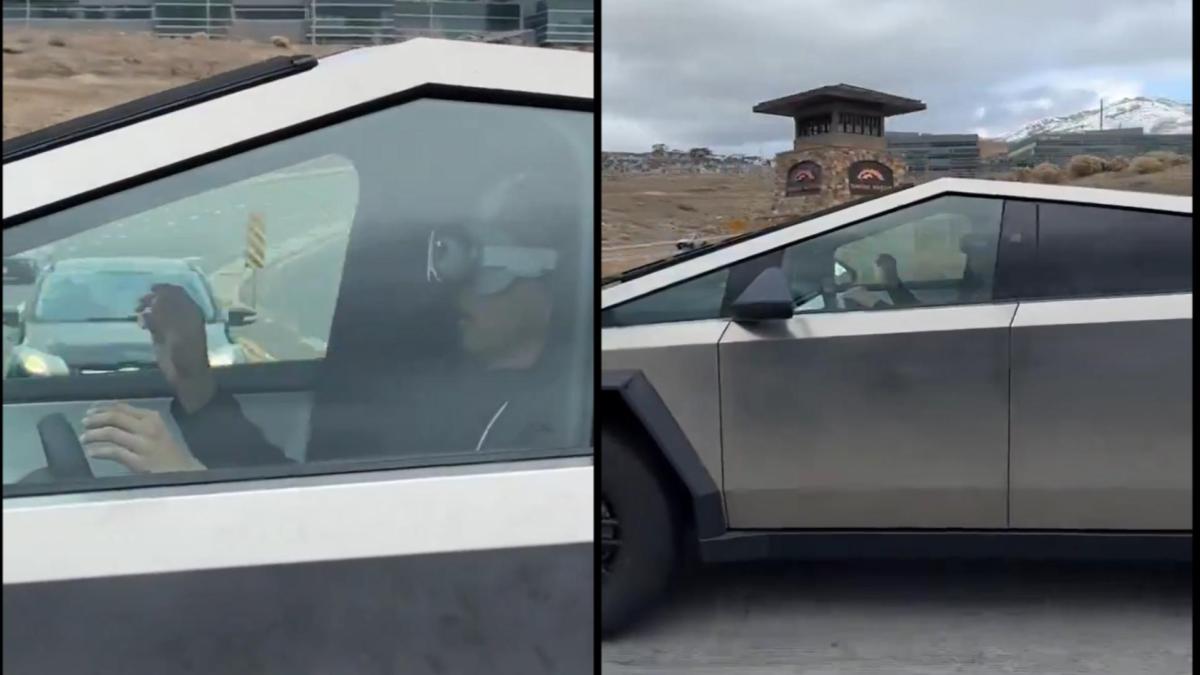 Conducteur d'un Cybertruck avec casque Vision Pro d'Apple // Source : capture Twitter