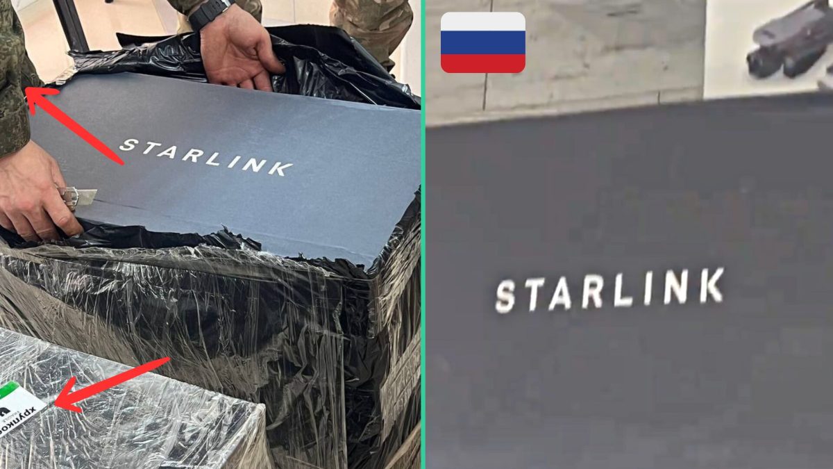 Des Kits Starlink potentiellement stockés en Russie. // Source : X