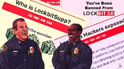 La police a humilié les hackers de Lockbit. // Source : Numerama avec Midjourney