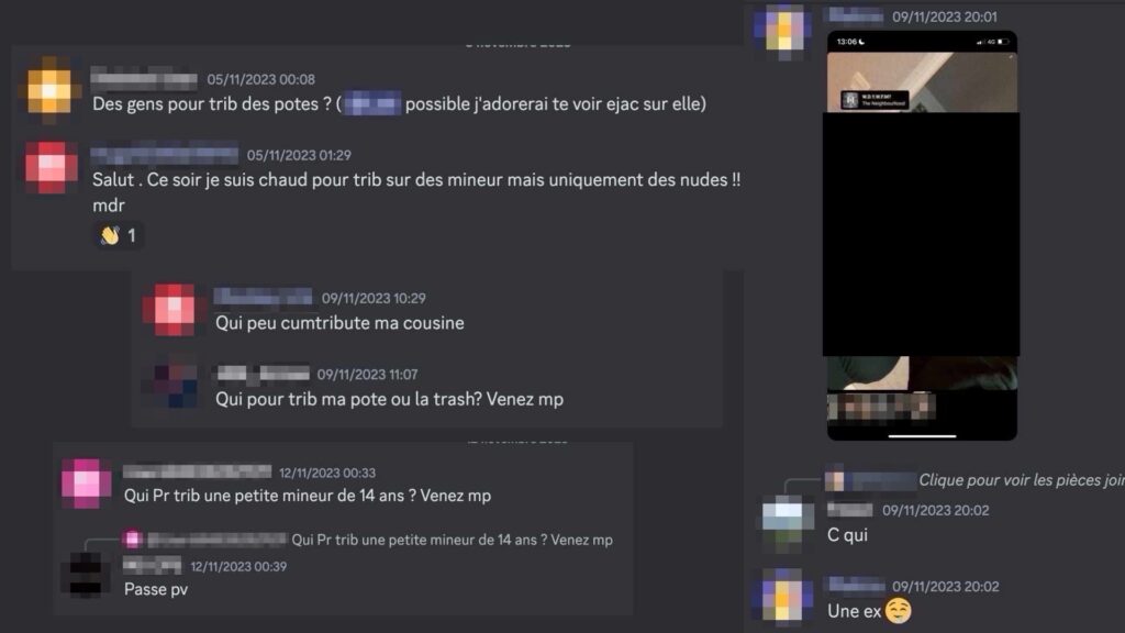Du revenge porn et de la pédopornographie // Source : Capture d'écran et montage Numerama