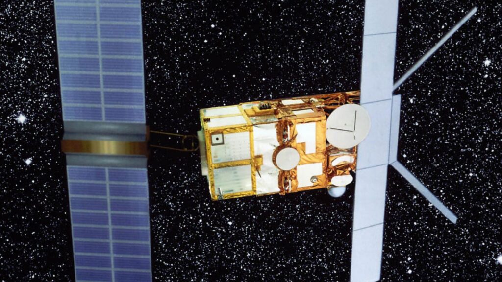 Vue d'artiste du satellite ERS-2. // Source : ESA (image recadrée)