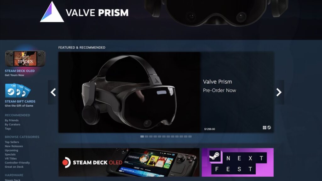 Montage with the fake Valve headset on the Steam page // Source: Twitter ZexisZexc
