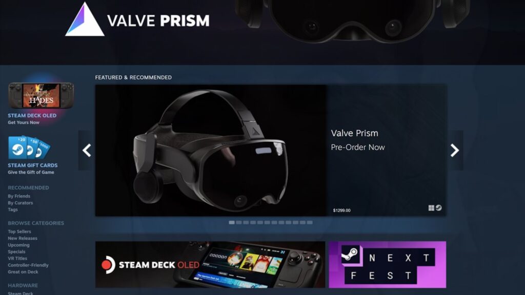 Montage avec le faux casque de Valve sur la page Steam // Source : Twitter ZexisZexc