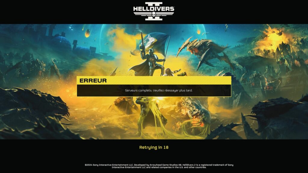 Un message d'erreur dans Helldivers 2 // Source : Capture PS5