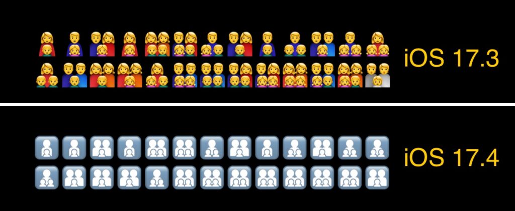 Les anciens et les nouveaux émojis.