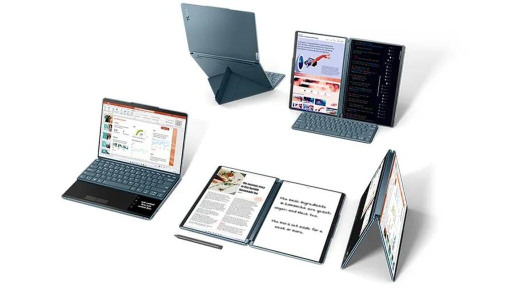 Les différentes configurations poissbles du Lenovo yoga book 9i // Source : Lenovo