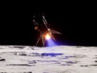 Odysseus se posant sur la Lune, vue d'artiste. // Source : Capture YouTube Intuitive Machines
