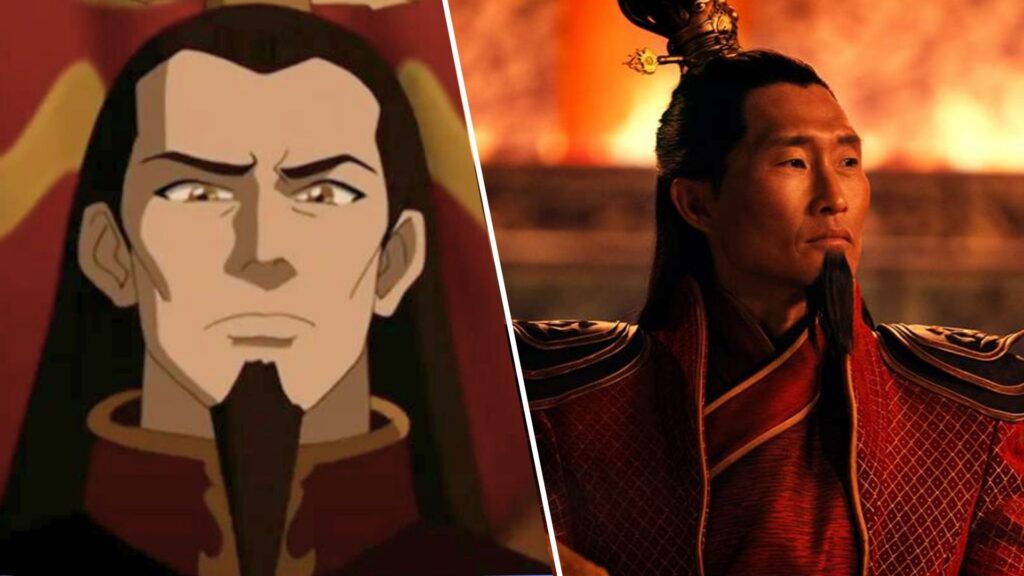 Ozai dans l'animé / dans la série Netflix. // Source : Nickelodeon / Netflix