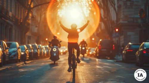 Un cycliste victorieux sur la vie // Source : Numerama avec Midjourney