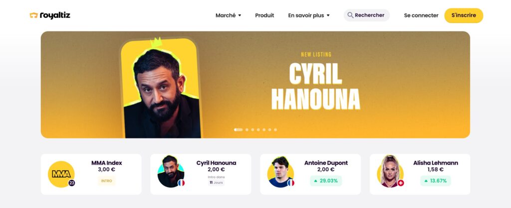 Vous pourrez bientôt acheter des ROY de Cyril Hanouna // Source : Capture d'écran Numerama / Royaltiz