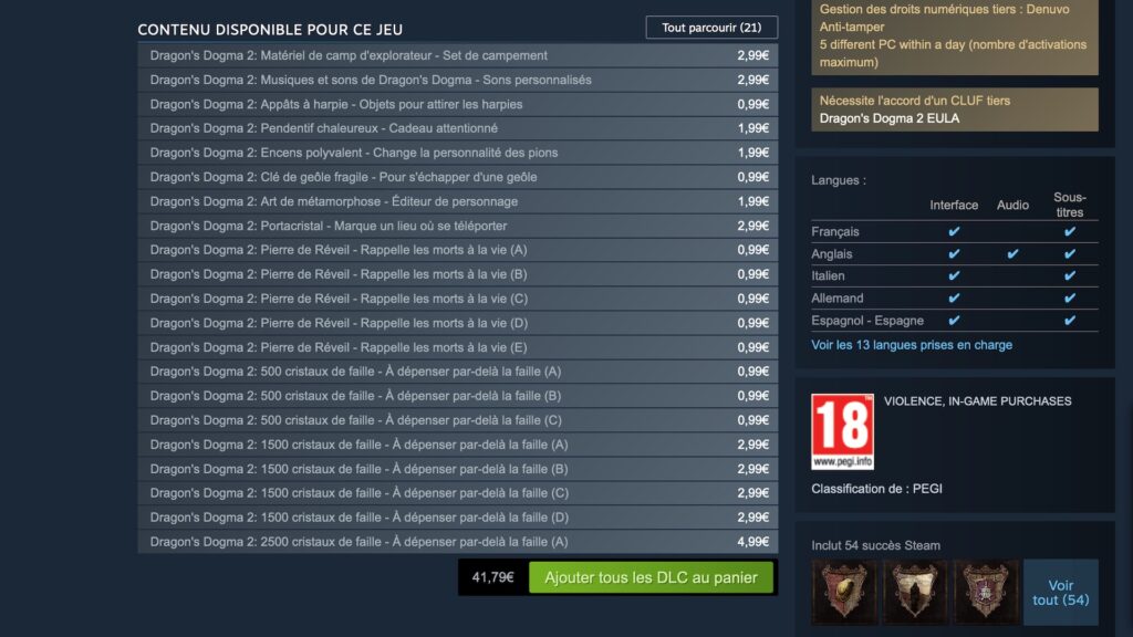 Dragon's Dogma 2 microtransactions // Source: Capture Steam