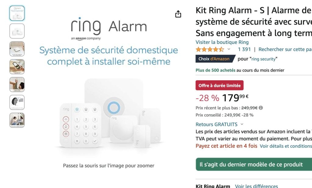 Amazon, which owns Ring, is promoting its own home automation solutions.  // Source: Capture Numerama