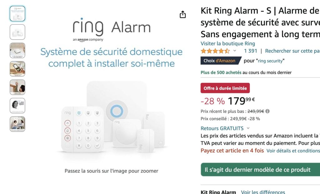 Amazon, qui détient Ring, met en avant ses propres solutions domotiques. // Source : Capture Numerama