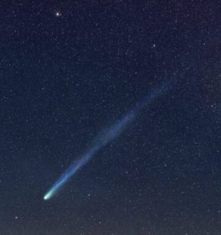 La comète du diable et la galaxie d'Andromède. // Source : Via X @parcastroprades / Adam Block