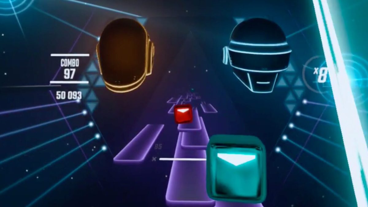 Daft Punk dans Beat Saber, sur un Meta Quest Pro. // Source : Capture Numerama