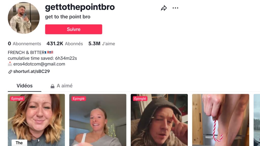 Le compte GetToThePointBro // Source : Capture d'écran Numerama Le compte GetToThePointBro // Source : Capture d'écran Numerama