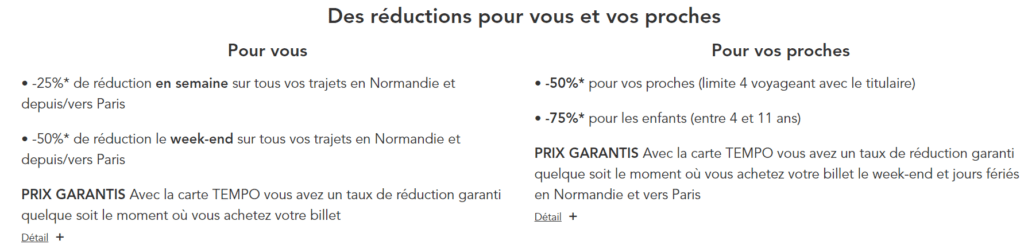 Grâce au Nomad Days, vous avez accès à toutes les réductions proposées par la carte Tempo Normandie Paris // Source: SNCF