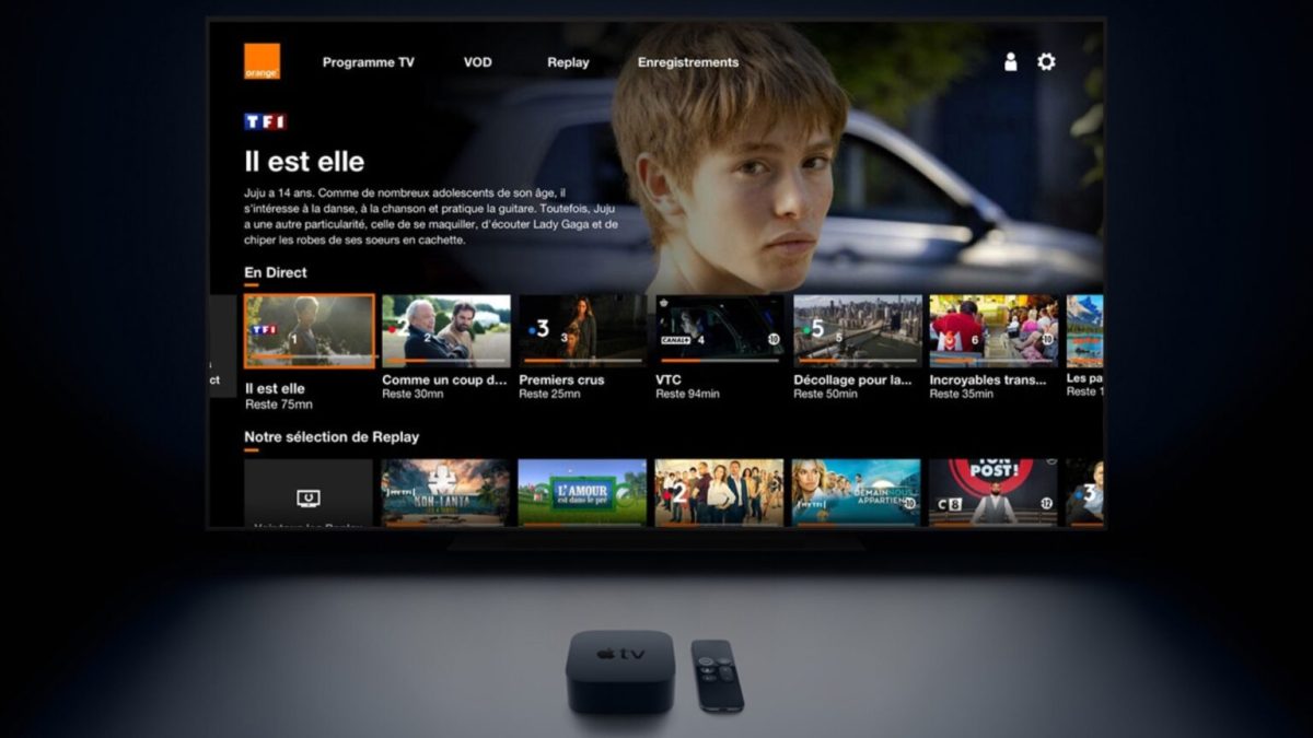 L'application Orange sur Apple TV. // Source : Montage Numerama