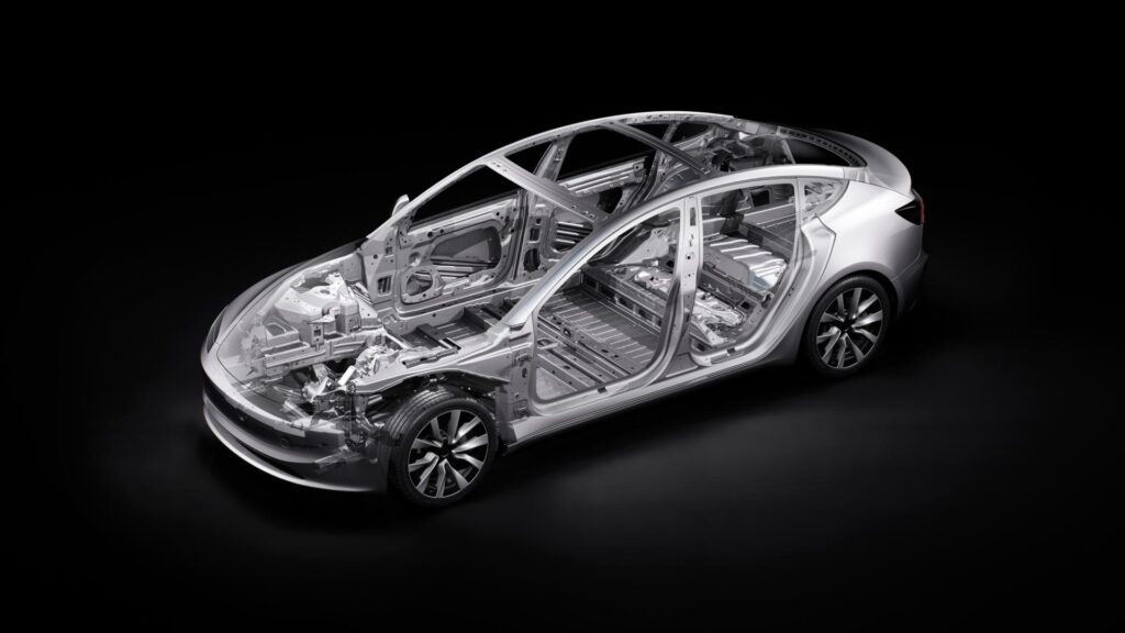 Structure de la Tesla Model 3 highland // Source : Tesla