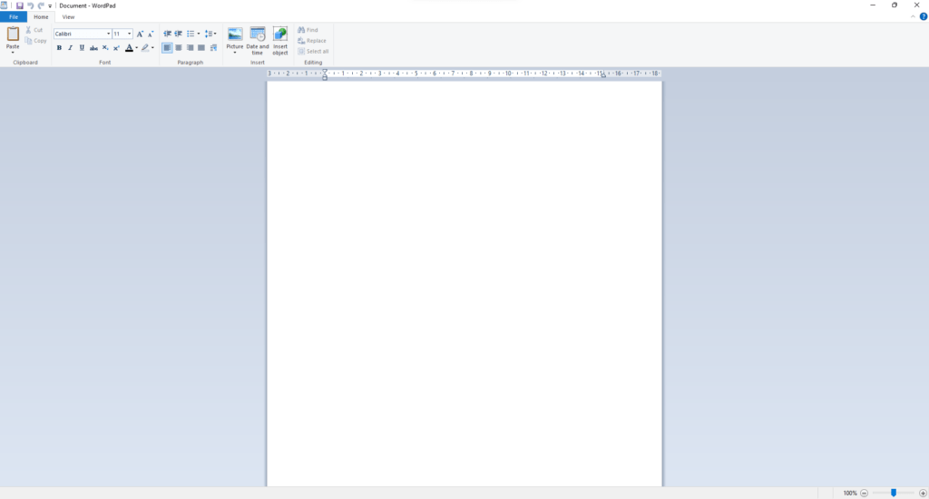 L'interface très simple de WordPad.
