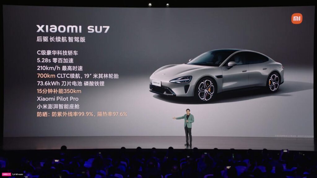 Entry-level version of the SU7 // Source: Live Xiaomi