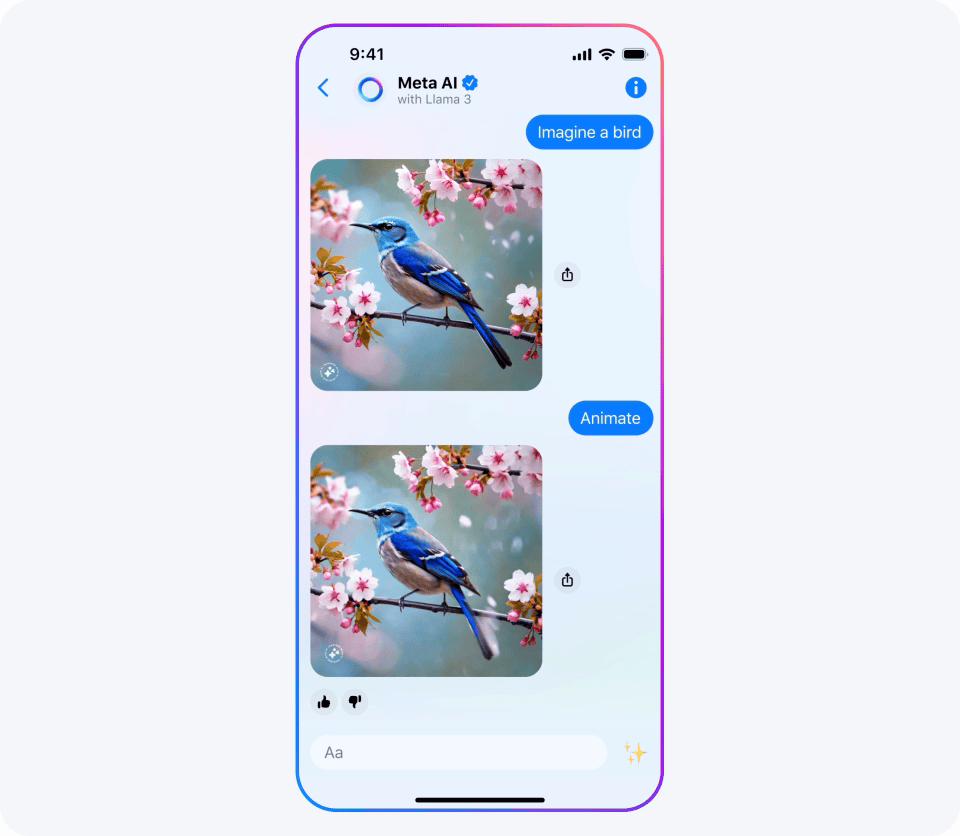 Meta AI can generate animated images, such as GIFs.