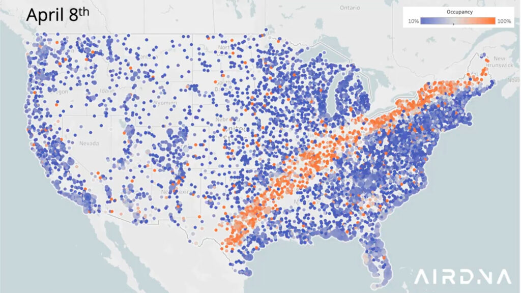 Airbnb Reservations Map Shows Path Of Total Solar Eclipse On April 8 ...