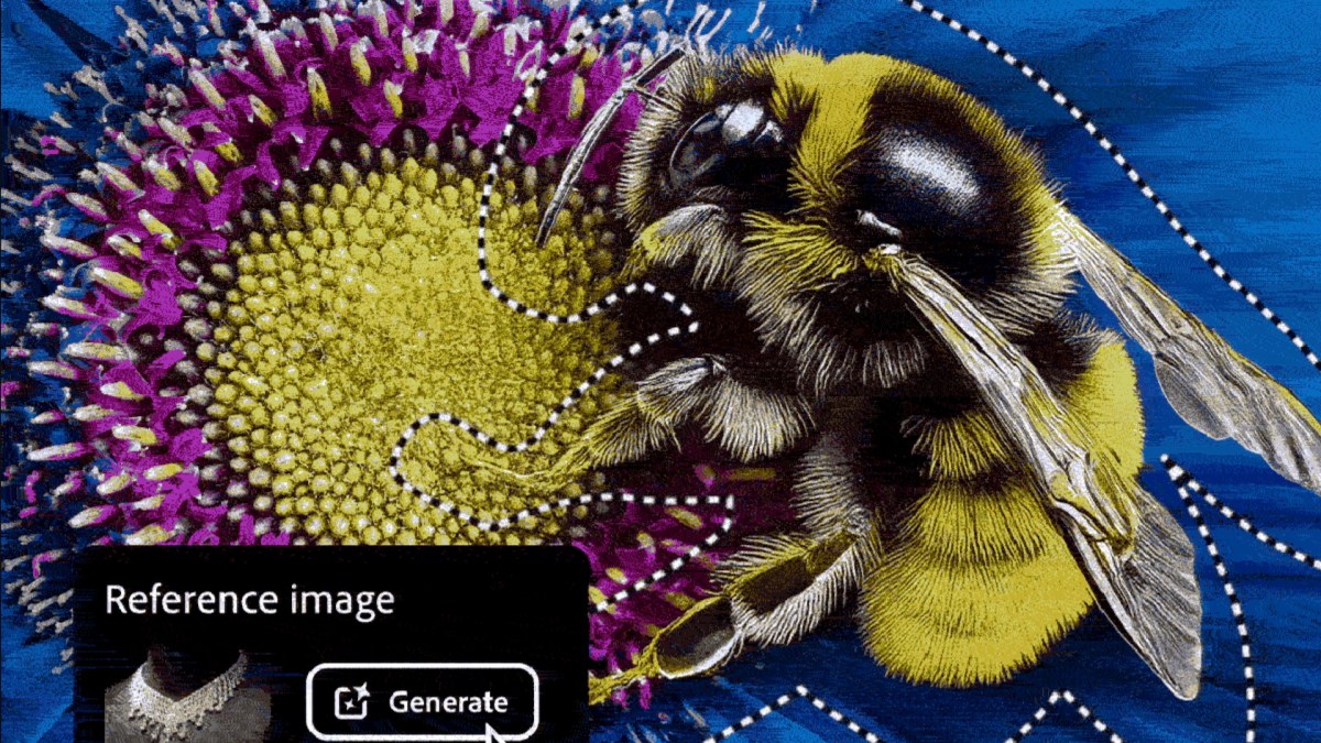 Ici, un collier avec des diamants sert de référence. Il est transposé sur une abeille. // Source : Adobe